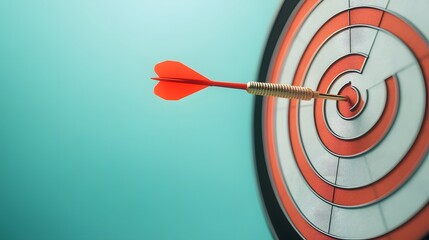 Dartboard with Arrow Hitting Bullseye, Symbolizing Business Success and Goal Achievement
