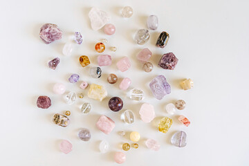 Raw crystals and healing stones for handmade jewelry. Natural mineral stones for crafting and energy balance.