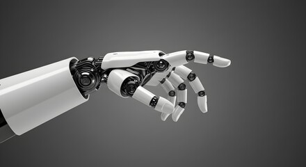 Robotic Hand Reaching Out in Futuristic Style  High Tech Automation and AI Concept on Dark Background