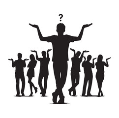 Silhouette of Protesters with picket signs hand-drawn line art style vector illustration.