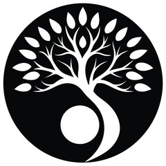 black and white vector tree