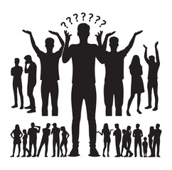 Silhouettes of People Shrugging person vector illustration.
