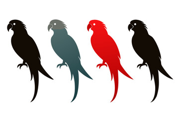set of Macaw silhouette vector illustration