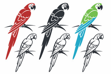 set of Macaw silhouette vector illustration © tanvir
