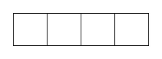 Minimalist black and white four-panel comic strip template for storyboarding and creative projects