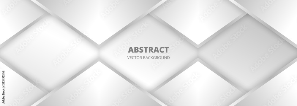Aufkleber Wide 3d geometric abstract background with silver gradient triangle shapes and shadows. Vector illustration