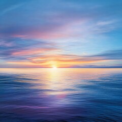 Obraz premium Serene Sunset Over Calm Ocean Waters with Beautiful Sky Colors