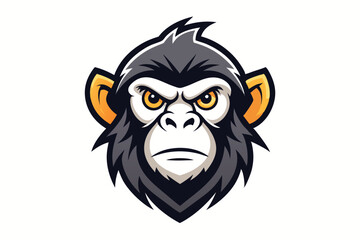 Cartoon Gorilla Head Mascot with Yellow Accents on a White Background