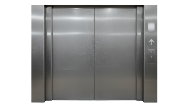 Isolated Closed Elevator Doors Metallic Silver