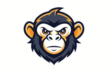 Cartoon Monkey Face with Orange Accents on a White Background