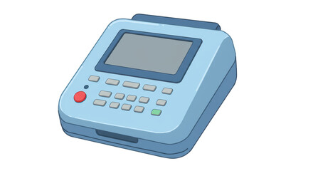 Isolated Blue Office Fax Machine with Buttons and Display