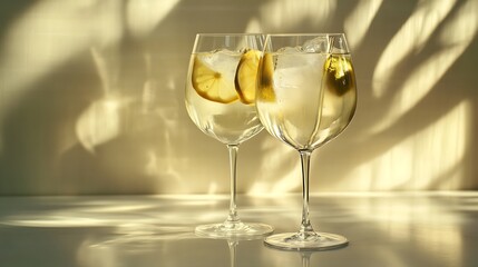 Drink spritz and gin tonica in glasses
