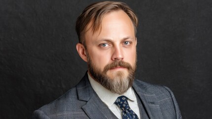 Fototapeta premium Professional male portrait studio photography indoor close-up confidence and style
