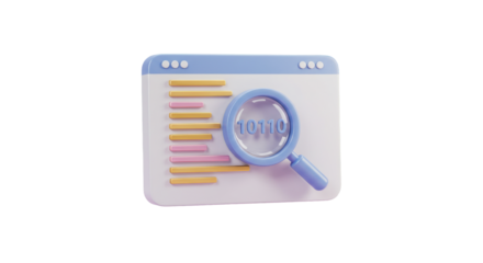 Isolated Magnifying Glass Examining Code on a Browser Window