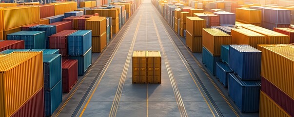 Digital Blockchain in a Futuristic Shipping Port Cybersecurity Logistics with Space for Text  Aerial view of a modern minimalist container port with clean lines digital infrastructure