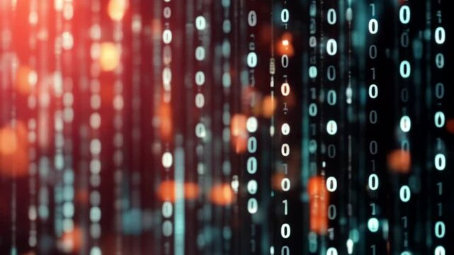 Abstract Representation of Binary Code with a Futuristic Glow and Atmospheric Effects