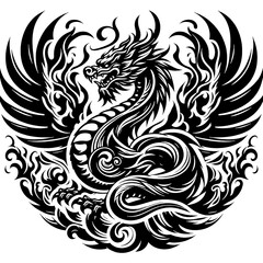 Fototapeta premium black and white dragon