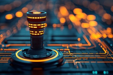 Futuristic AI powered control tower managing international airport logistics and transportation systems with advanced high tech digital overlay and analytics interface