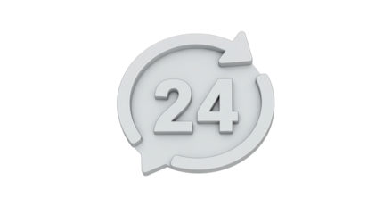 Isolated 24 Hour Service Symbol in Gray Scale
