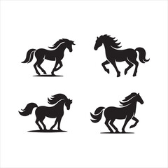 horse silhouettes set