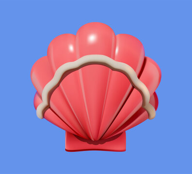 3D cartoon clam seashell illustration for summer