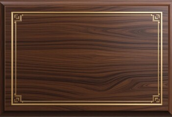  Sophisticated dark walnut wooden plaque adorned with a subtle gold trim; adds a touch of class to any creative design.