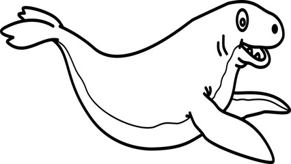 Hand drawn sea lion cartoon doodle outline