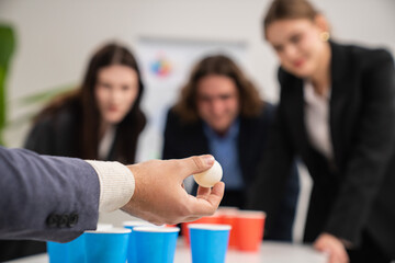 Office Colleagues Engaged in a Team Building Activity