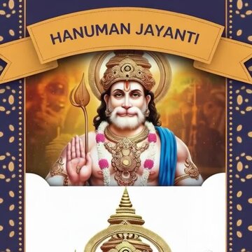 Happy Hanuman Jayanti Typography Greeting  card Design with Lord Hanuman Background. 