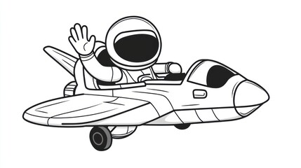 Cartoon astronaut piloting a spaceship