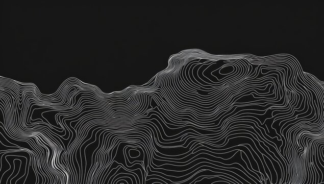 Abstract topographic map.  Complex lines form textured hills and valleys