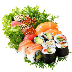 Fresh Sushi Roll on transparent background