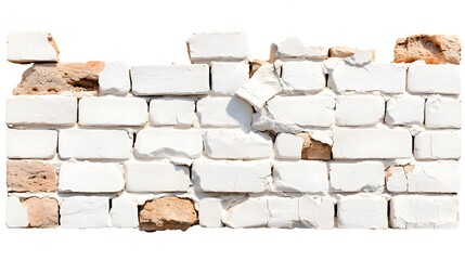 Obraz premium Textured White Brick Wall with Cracks and Weathered Surface Ideal for Urban Interiors