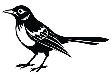 Stylized Magpie Bird Isolated 