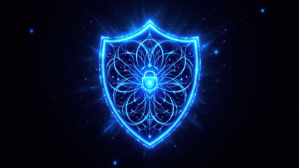 A digital shield symbolizing cybersecurity and internet protection.