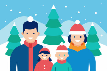 Fototapeta premium happy family with christmas tree