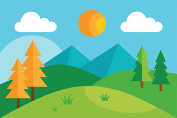 Obraz premium vector illustration of a forest landscape