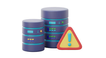 Isolated Data Server with Warning Sign Indicating Error