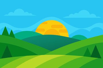 Fototapeta premium landscape with mountains and hills