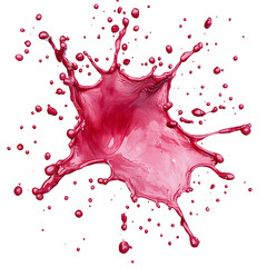 Vibrant explosion of deep red and pink liquid splash creating dynamic motion with scattered droplets suspended in mid-air