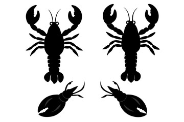 set of Lobster silhouette vector illustration