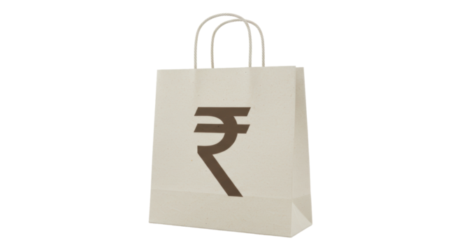 Isolated Shopping Bag with Indian Rupee Symbol