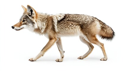 Fototapeta premium Coyote Walking Gracefully in a Natural Outdoor Environment With A Focus on Its Distinctive Fur Patterns