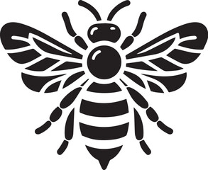 Black Bee Vector Silhouette.
