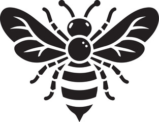 Black Bee Vector Silhouette.