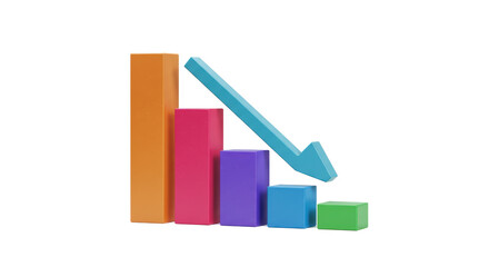 Isolated Decreasing Bar Chart with Downward Arrow