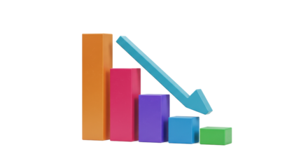 Isolated Decreasing Bar Chart with Downward Arrow