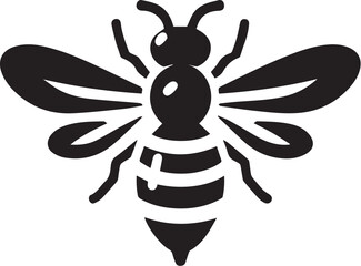 Black Bee Vector Silhouette.