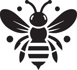 Black Bee Vector Silhouette.