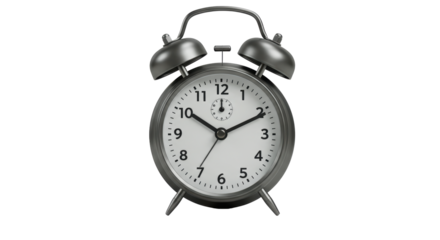 Isolated Classic Alarm Clock with Visible Numbers